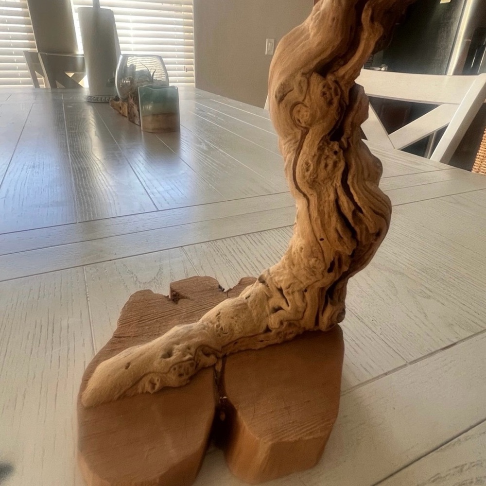 Driftwood Sculpture Mounted on Wood Base Home Decor